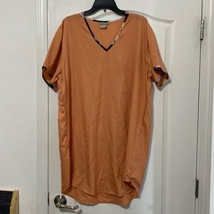 Gold Coast Melon Orange Nightie Intimates V Neck Short Sleeve Nightgown 1X